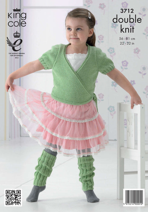 King Cole 3712 Double Knitting Pattern - Ballet Cardigans & Leg Warmers DK (22-32in)