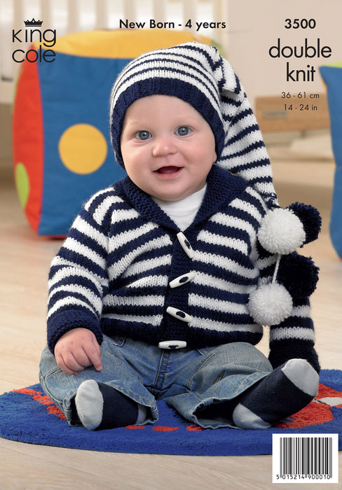 King Cole 3500 Double Knitting Pattern - Baby / Children's Sweater, Jacket, Hat & Blanket (0-4yrs) Discontinued