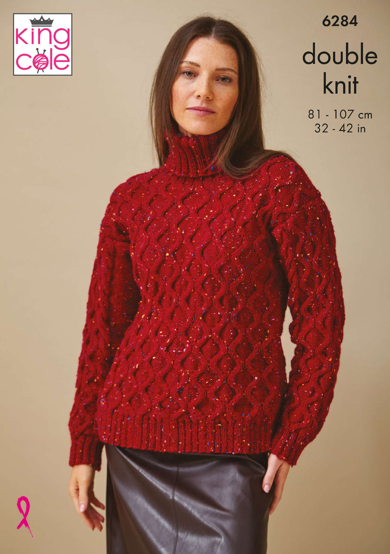 King Cole 6284 Double Knitting Pattern - DK Ladies Sweater & Tank Top (32-42in)