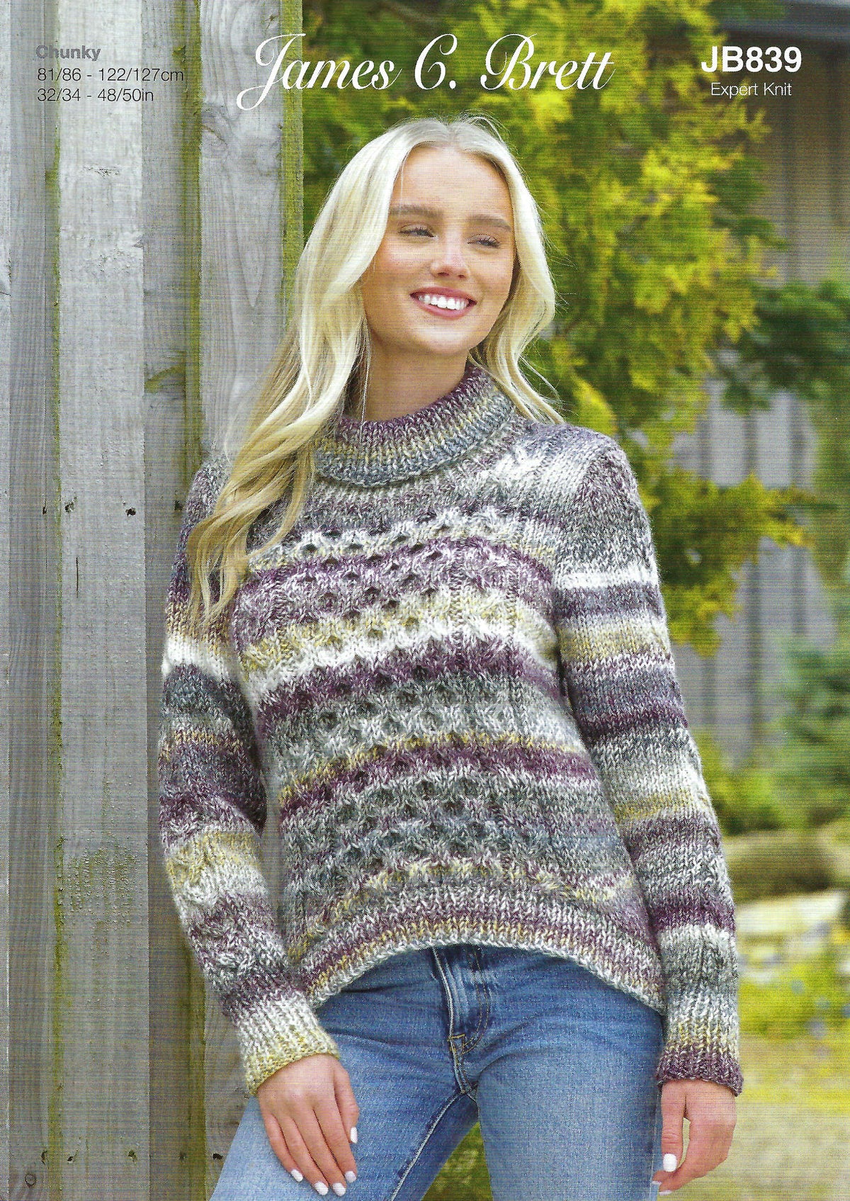 James C Brett JB839 Chunky Knitting Pattern - Ladies Sweater (Expert K ...