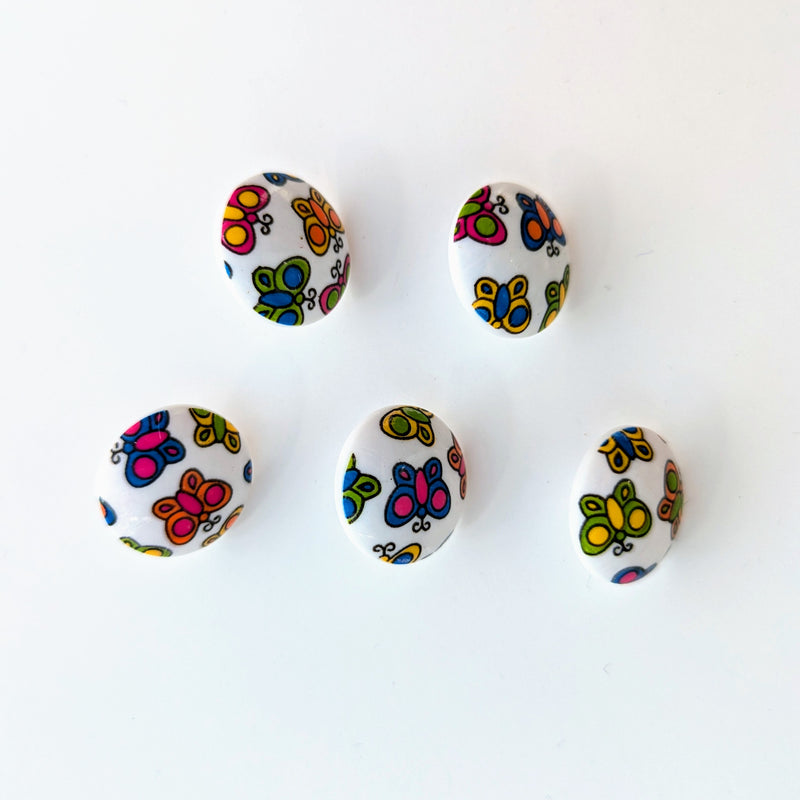 Multi-coloured-Butterfly Baby Buttons - 15mm Plastic Shank (5 Pcs)
