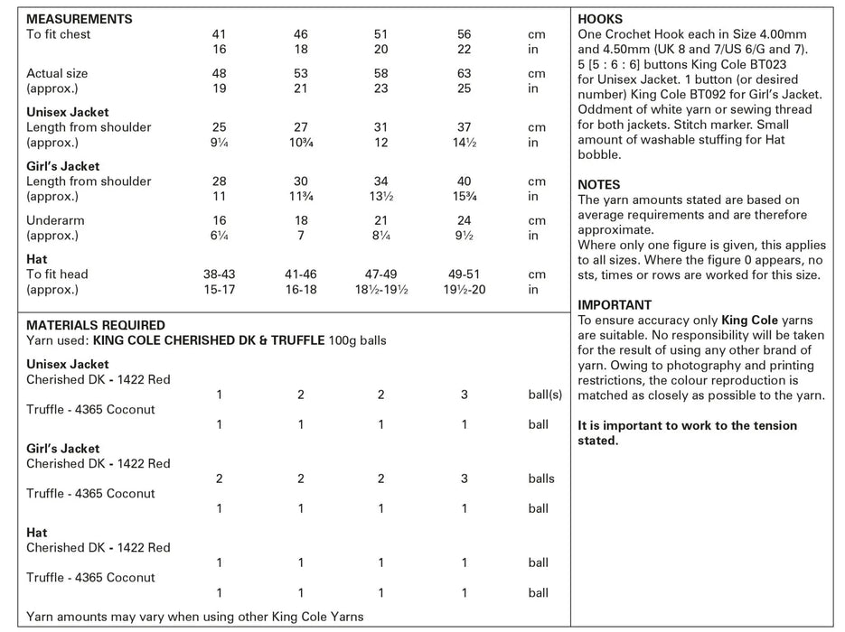 King Cole 5863 CROCHET Pattern - DK Baby Christmas Santa DK Outfits (16-22in)