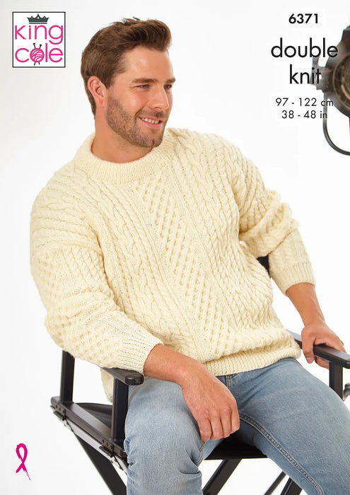 King Cole 6371 Double Knitting Pattern - Mens DK Sweaters (38-48in)