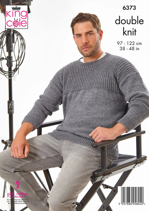 King Cole 6373 Double Knitting Pattern - Mens DK Sweaters (38-48in)