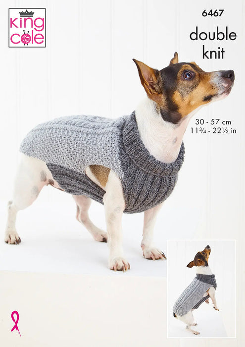 King Cole Pattern 6467 Double Knitting Pattern - Coat Pattern for Dogs