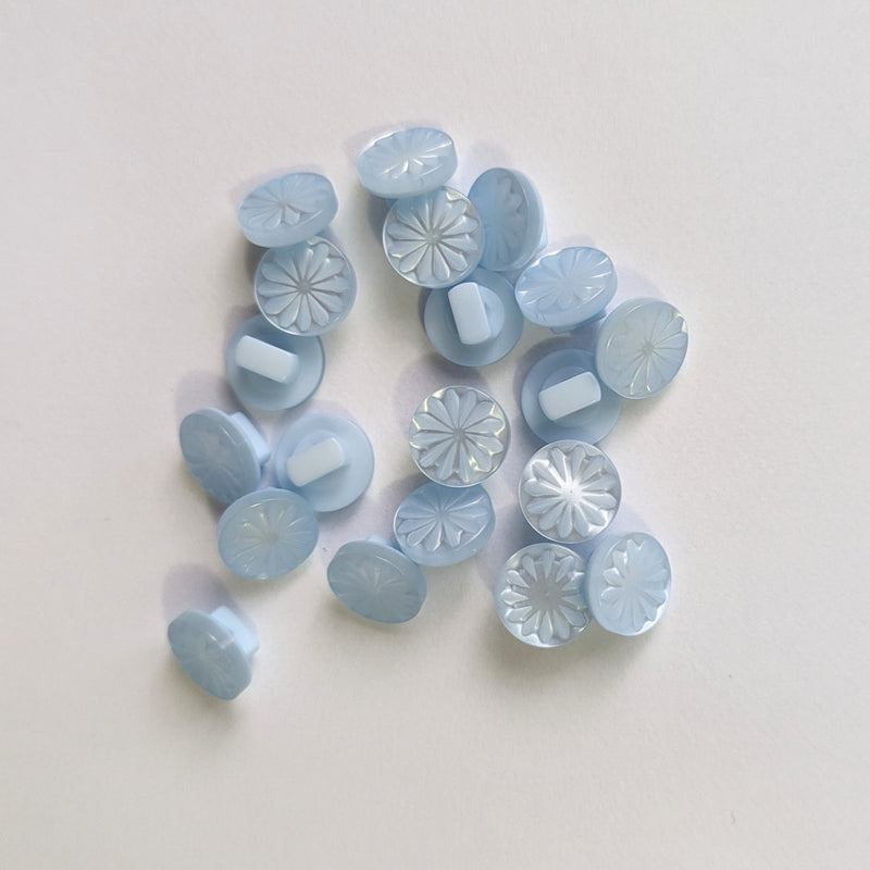 Light Blue Shank Round Baby Buttons with Star Detailing - 10mm (10 Pcs)