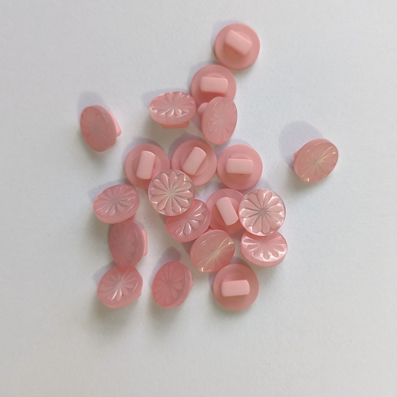 Light Pink Shank Round Baby Buttons with Star Detailing - 10mm (10 Pcs)