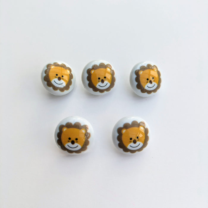 Lion Face Baby Buttons - 15mm Plastic Shank (5 Pcs)