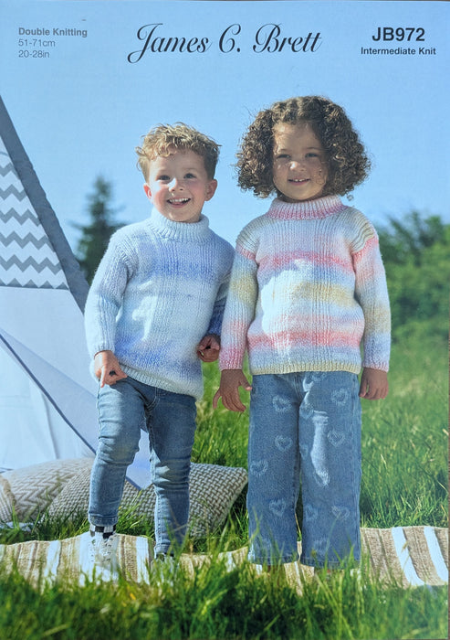 James C Brett JB972 Double Knitting Pattern - DK Sweater for Children (20-28in) Intermediate
