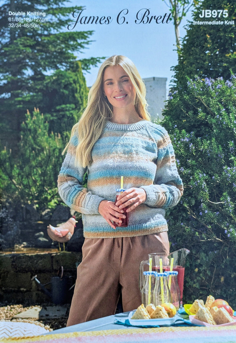 James C Brett JB975 Double Knitting Pattern - DK Ladies Sweater