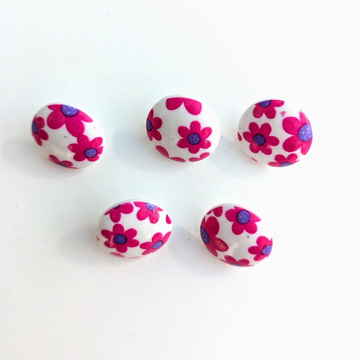 Pink Flower Baby Buttons - 15mm Plastic Shank (5 Pcs) — Lardedar