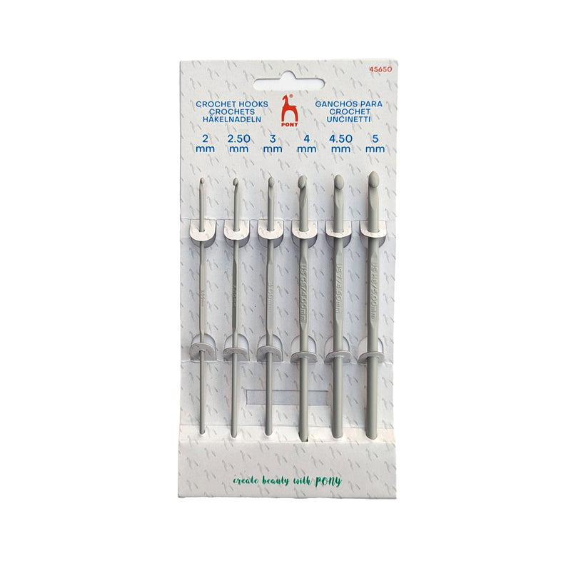 Aluminium Crochet Hooks Set - Size 2mm to 5mm - Pony P45650