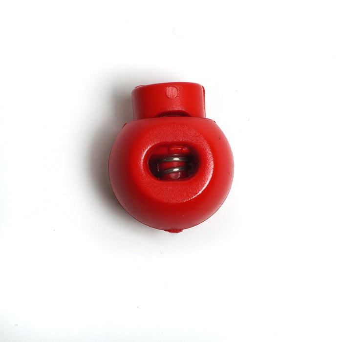 Red Round Plastic Toggle Cord Stopper - Spring Lock