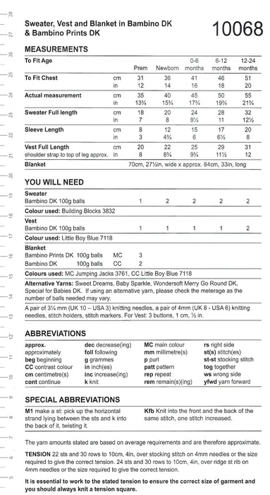 Stylecraft 10068 Double Knitting Pattern - DK Baby Sweater, Romper & Blanket (Prem-2yrs)