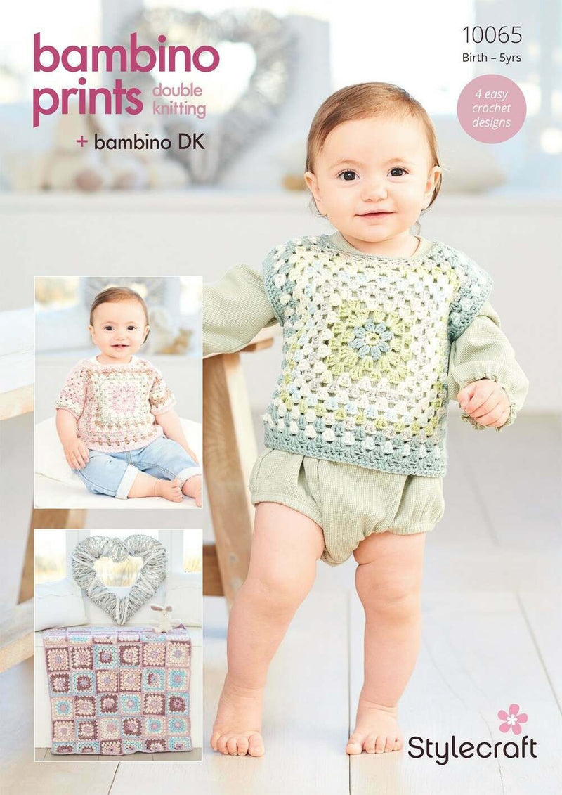 Stylecraft 10065 CROCHET Pattern - DK Tops & Blankets (0-5yrs)