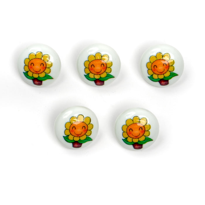 Happy Sunflower Baby Buttons - 15mm Plastic Shank (5 Pcs)