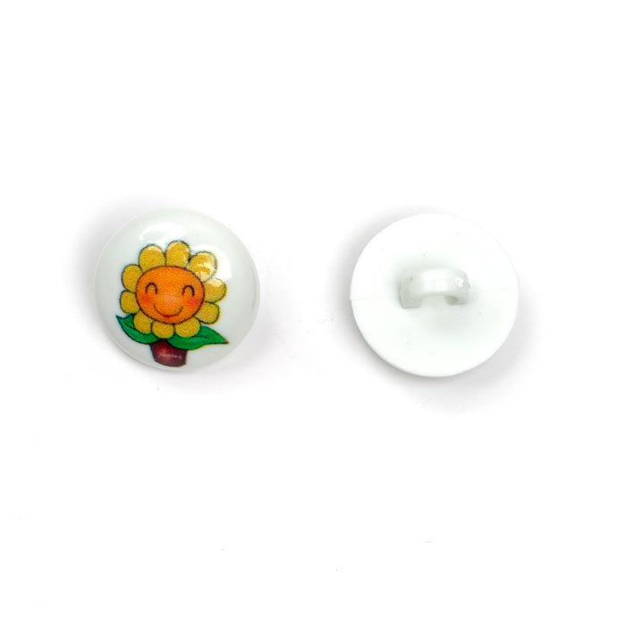 Happy Sunflower Baby Buttons - 15mm Plastic Shank (5 Pcs)