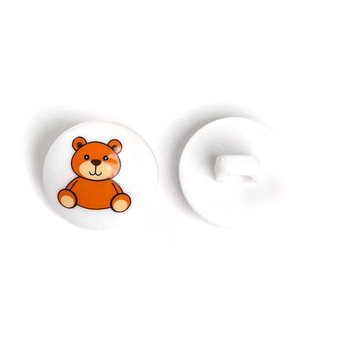 Teddy Bear Baby Buttons - 15mm Plastic Shank (5 Pcs)