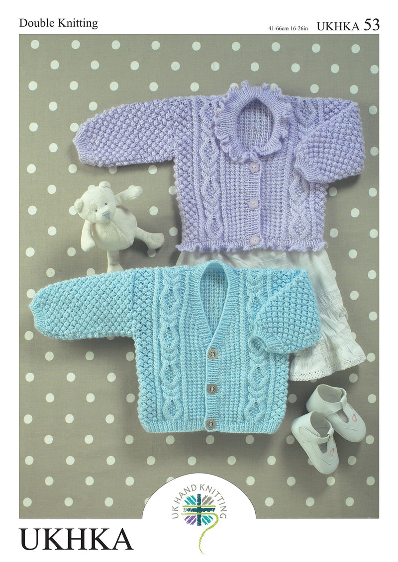UKHKA 53 Baby & Children’s Cardigans DK Knitting Pattern (0 Months to 6 Years)