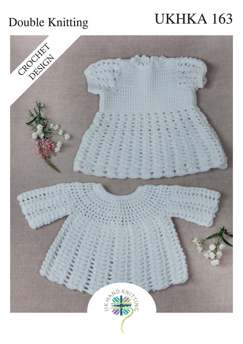 UKHKA 163 CROCHET Pattern – Baby Dress & Angel Top in DK (19–21 in)