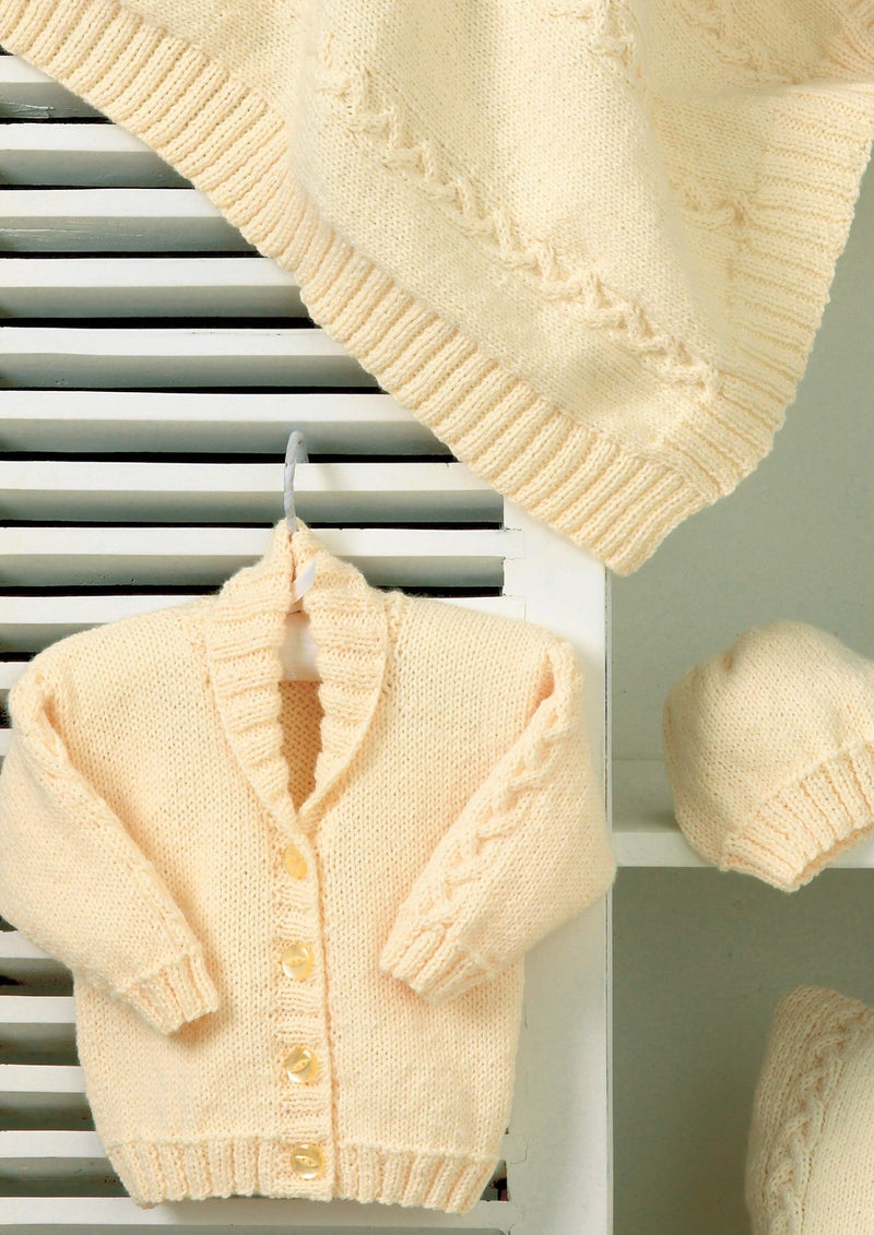 UKHKA 88 Baby DK Knitting Pattern – Cardigan, Hat, Blanket & Cushion Set (Prem to 12 months)