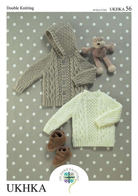 UKHKA 56 Double Knitting Pattern - DK Baby / Childrens Jacket & Sweater (3mnths - 6yrs)