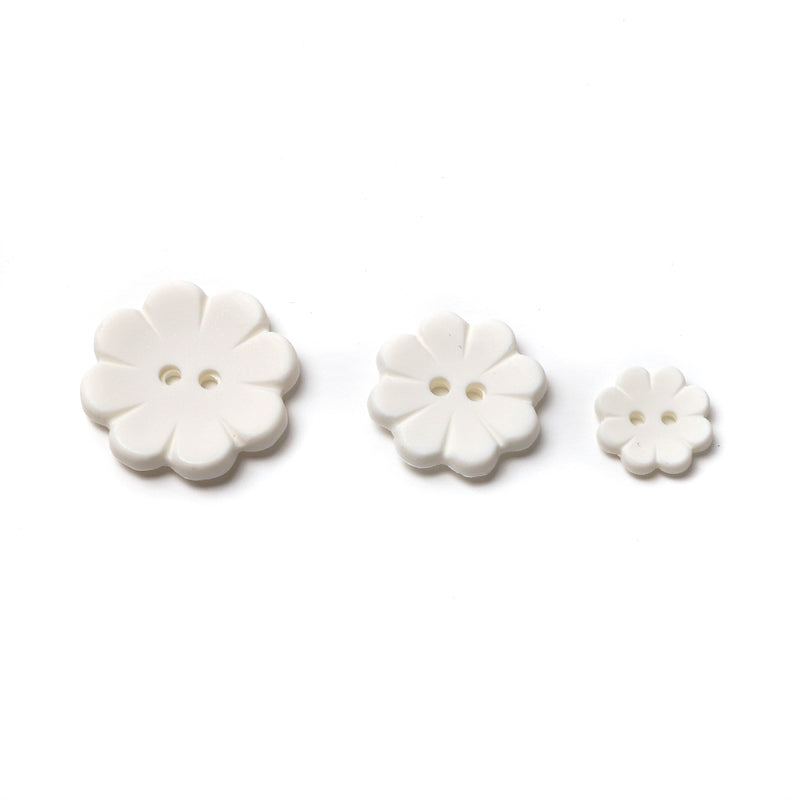 White Matte Flower Buttons (5 Pcs) - 15mm 23mm or 28mm