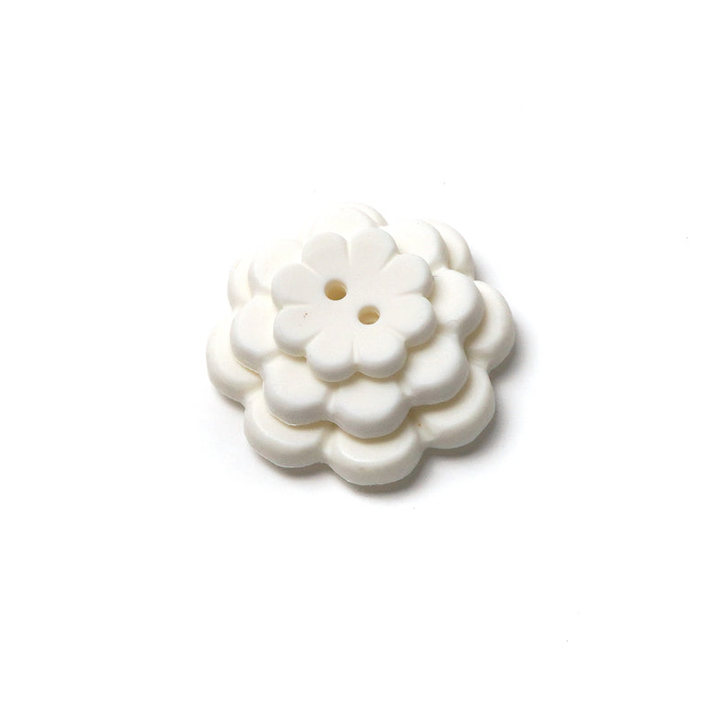 White Matte Flower Buttons (5 Pcs) - 15mm 23mm or 28mm
