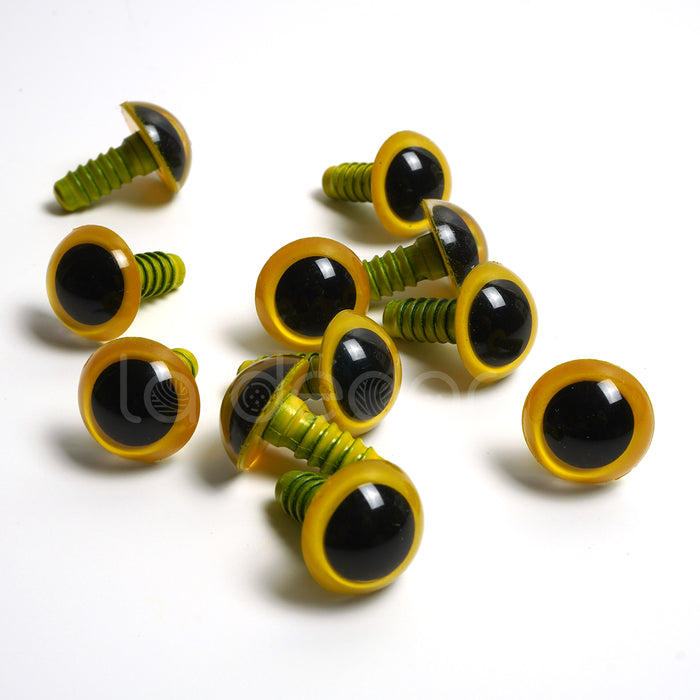 Yellow Safety Toy Eyes - Sizes 9mm, 12mm, 15mm or 18mm