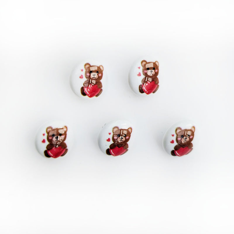 Bear with Heart Baby Buttons - 15mm Plastic Shank (5 Pcs)
