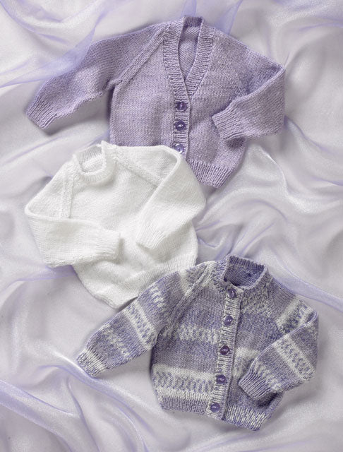 James C Brett JB001 Double Knitting Pattern - Baby Cardigans & Sweater DK (12-22 in)
