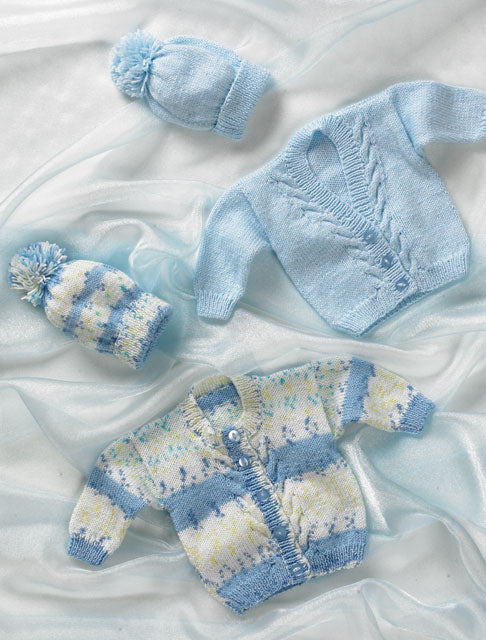 James C Brett JB003 Double Knitting Pattern - Baby Cardigans & Hat DK (12-22 in)
