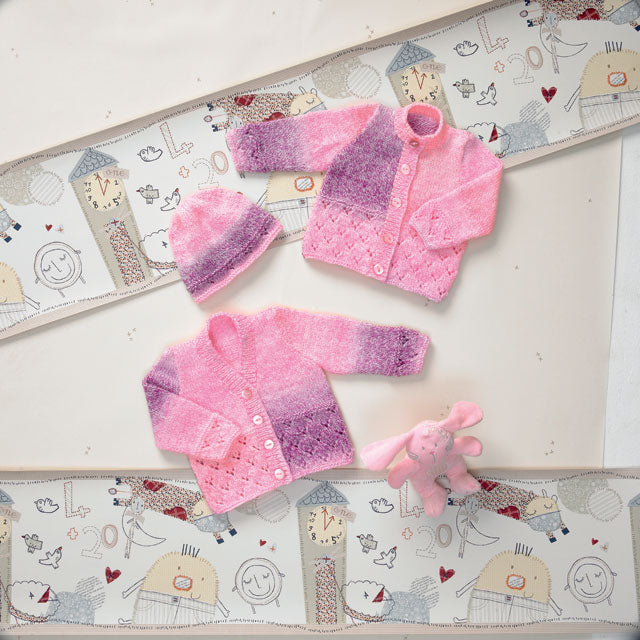 James C Brett JB009 Double Knitting Pattern - Baby Cardigans & Hat DK (12-20 in)