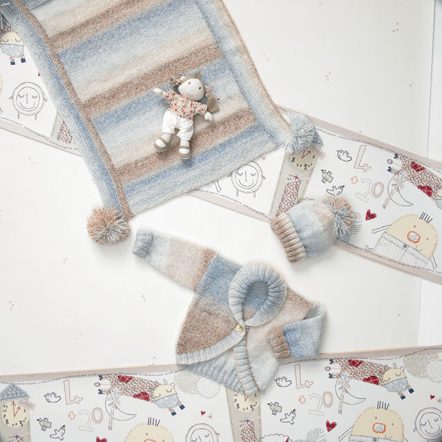 James C Brett JB011 Double Knitting Pattern - Baby DK Cardigan, Hat and Blanket (12-22 in)