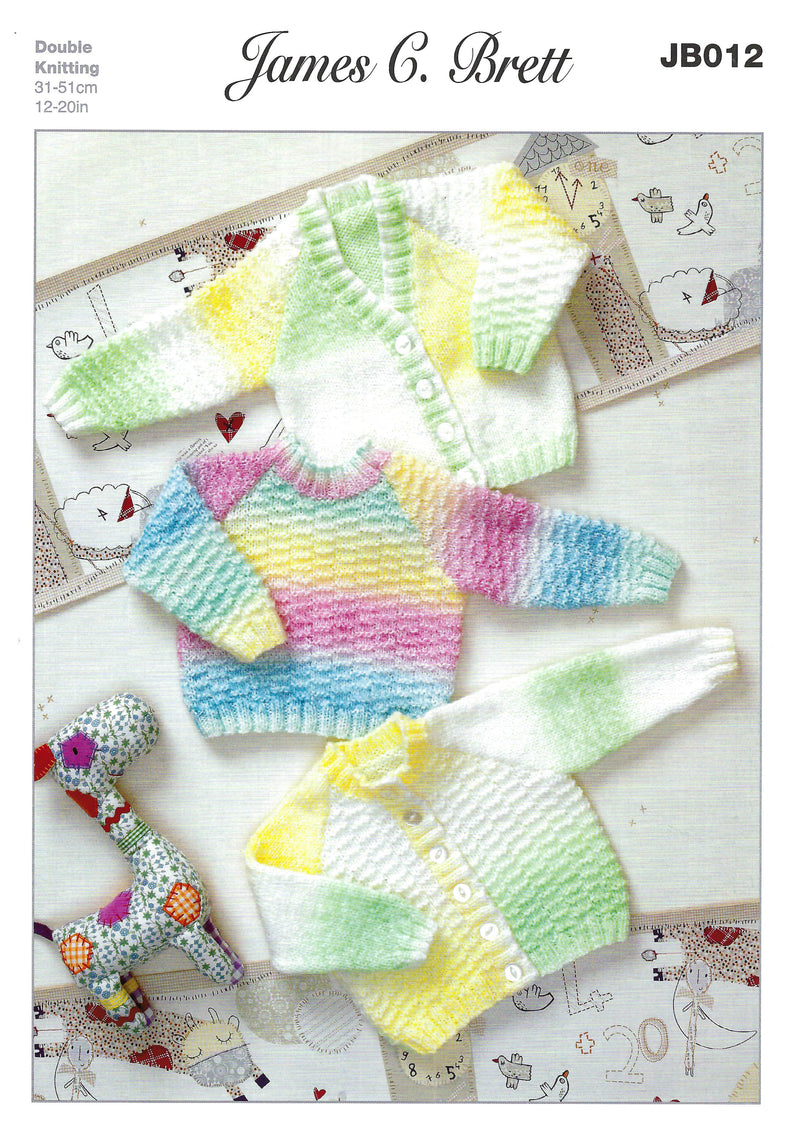 James C Brett JB012 Double Knitting Pattern - Baby Cardigans & Sweater DK