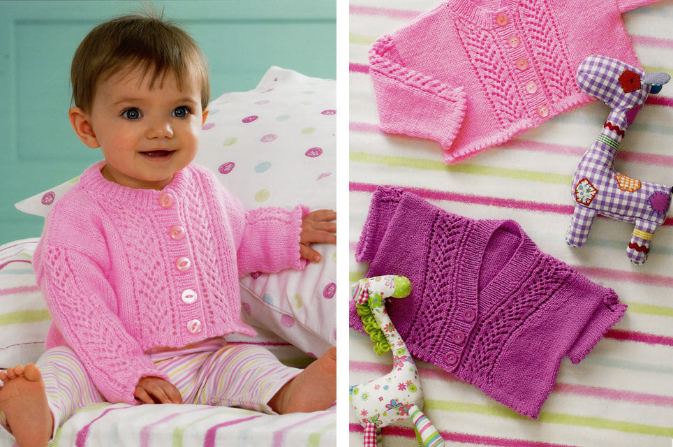 James C Brett JB123 4Ply Knitting Pattern - Baby Cardigans (12-20in)