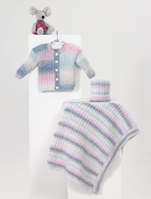 James C Brett JB565 DK Baby Knitting Pattern - Cardigan, Hat & Blanket (14-22in)