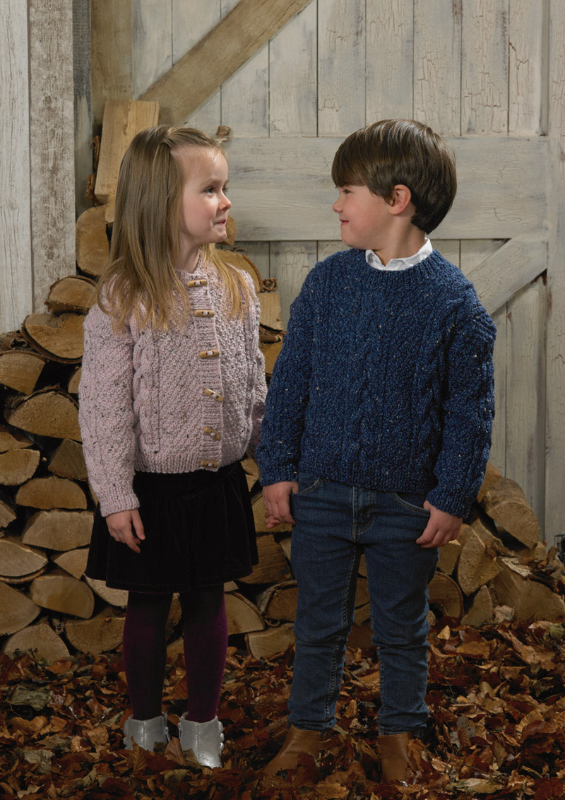 James C Brett JB576 Aran Knitting Pattern - Chlldren's Cardigan & Sweater (22 - 30 in)