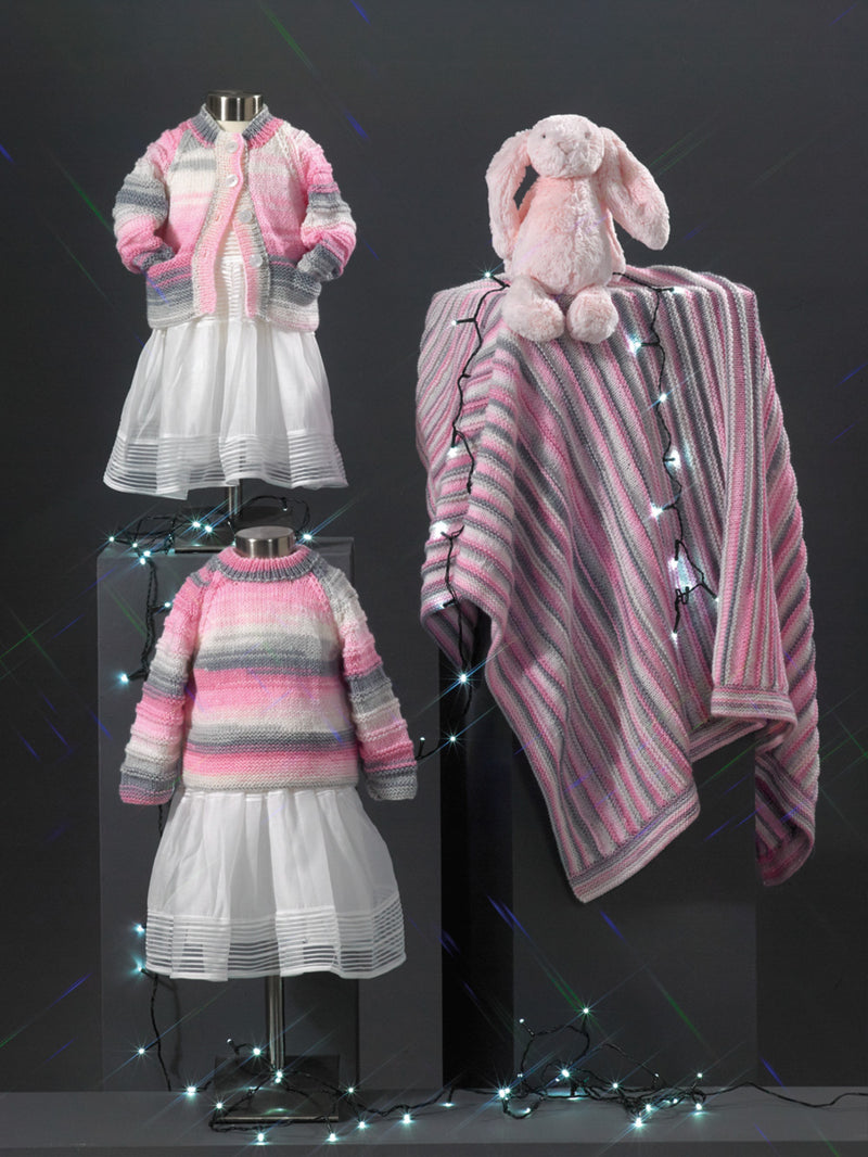 James C Brett JB706 Double Knitting Pattern - Baby DK Cardigan, Sweater & Blanket (0 - 2 years)
