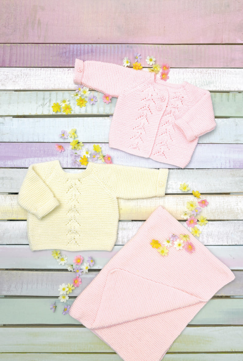 James C Brett DK JB740 - Baby Cardigan, Sweater & Blanket (12-20 in)