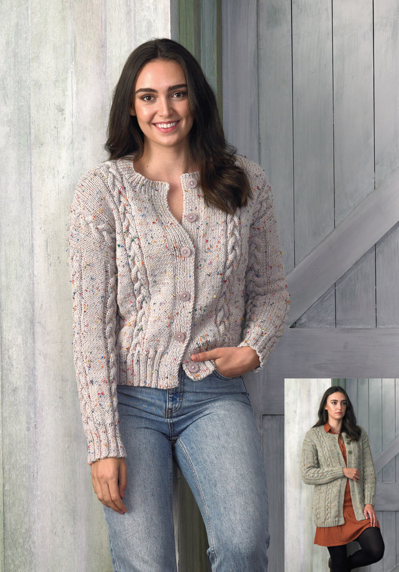 James C Brett JB761 Aran Knitting Pattern - Ladies Cardigans