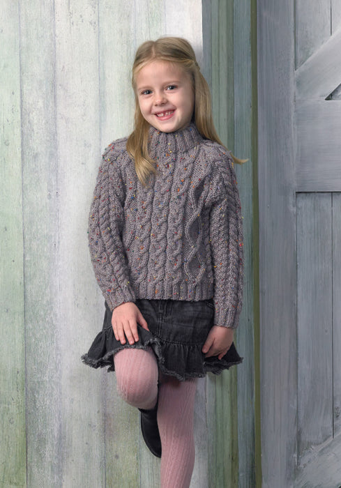 James C Brett JB763 Aran Knitting Pattern - Children's Sweater (20-28in)