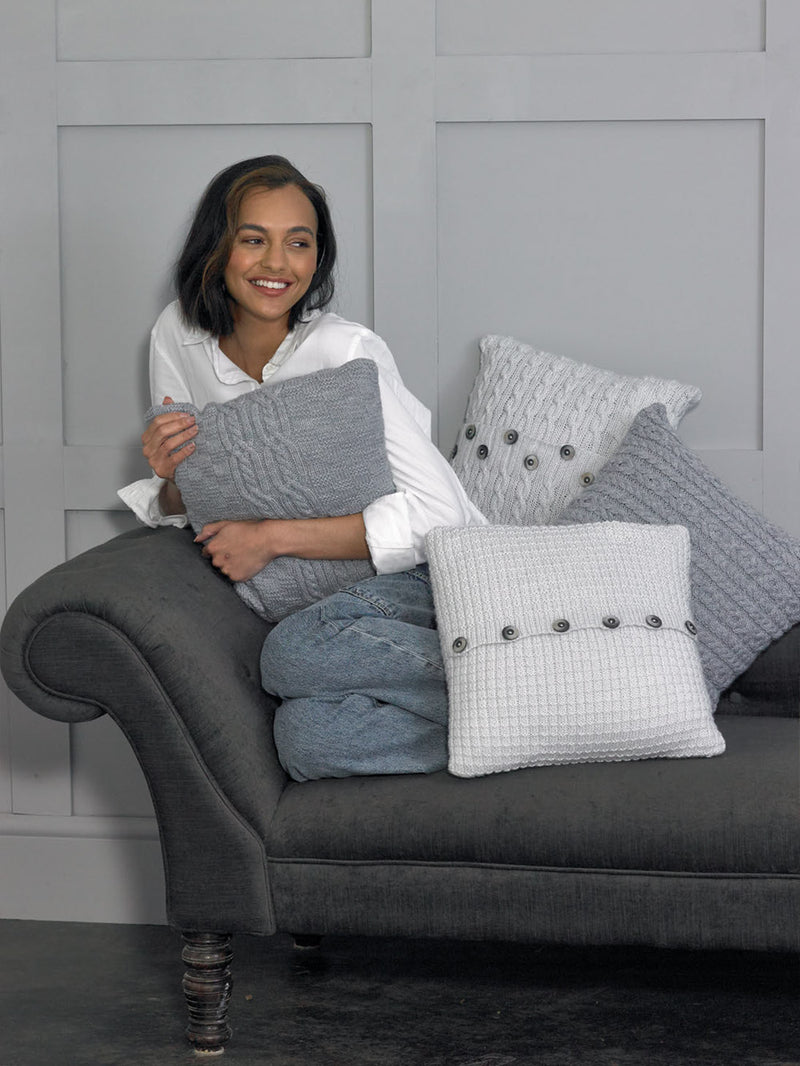 James C Brett JB790 - Double Knitting Pattern - Cushion Covers (Intermediate Knit) (Discontinued)