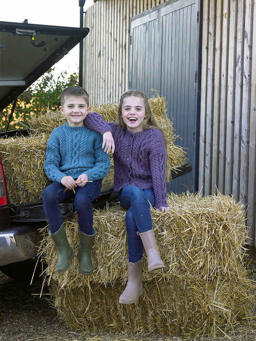 James C Brett JB855 Aran Knitting Pattern - Children's Cardigan & Sweater (22 - 30 in)