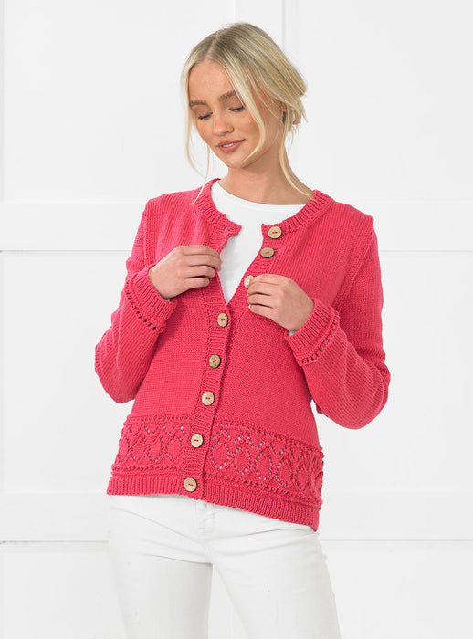 James C Brett JB877 Double Knitting Pattern - Cotton DK Cardigan for Ladies
