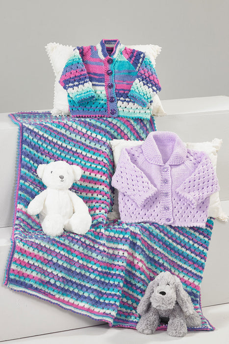 James C Brett DK Knitting Pattern JB884 - Cardigans & Blanket - Intermediate Knit (14-20in)