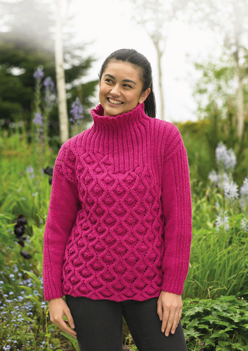 James C Brett JB910 Aran Knitting Pattern - Ladies Sweater - Intermediate Knit