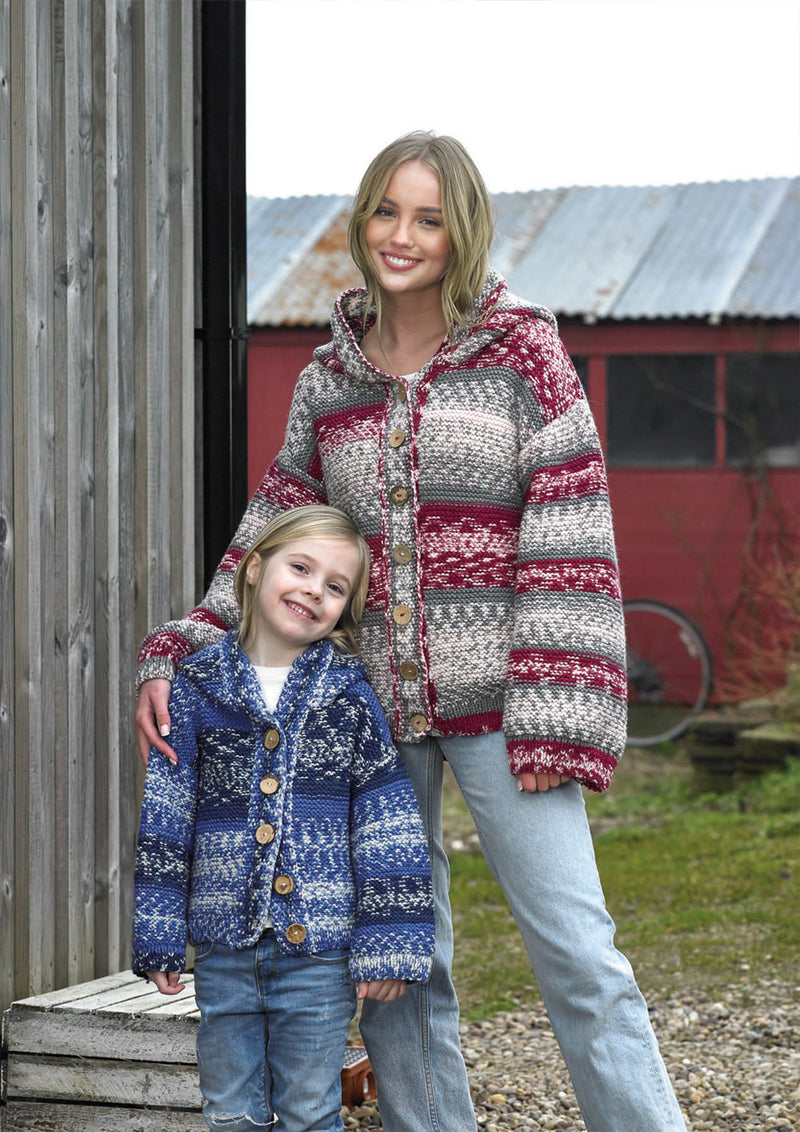 James C Brett JB918 Aran Knitting Pattern - Ladies Childrens Cardigan - Intermediate Knit (20-50in)
