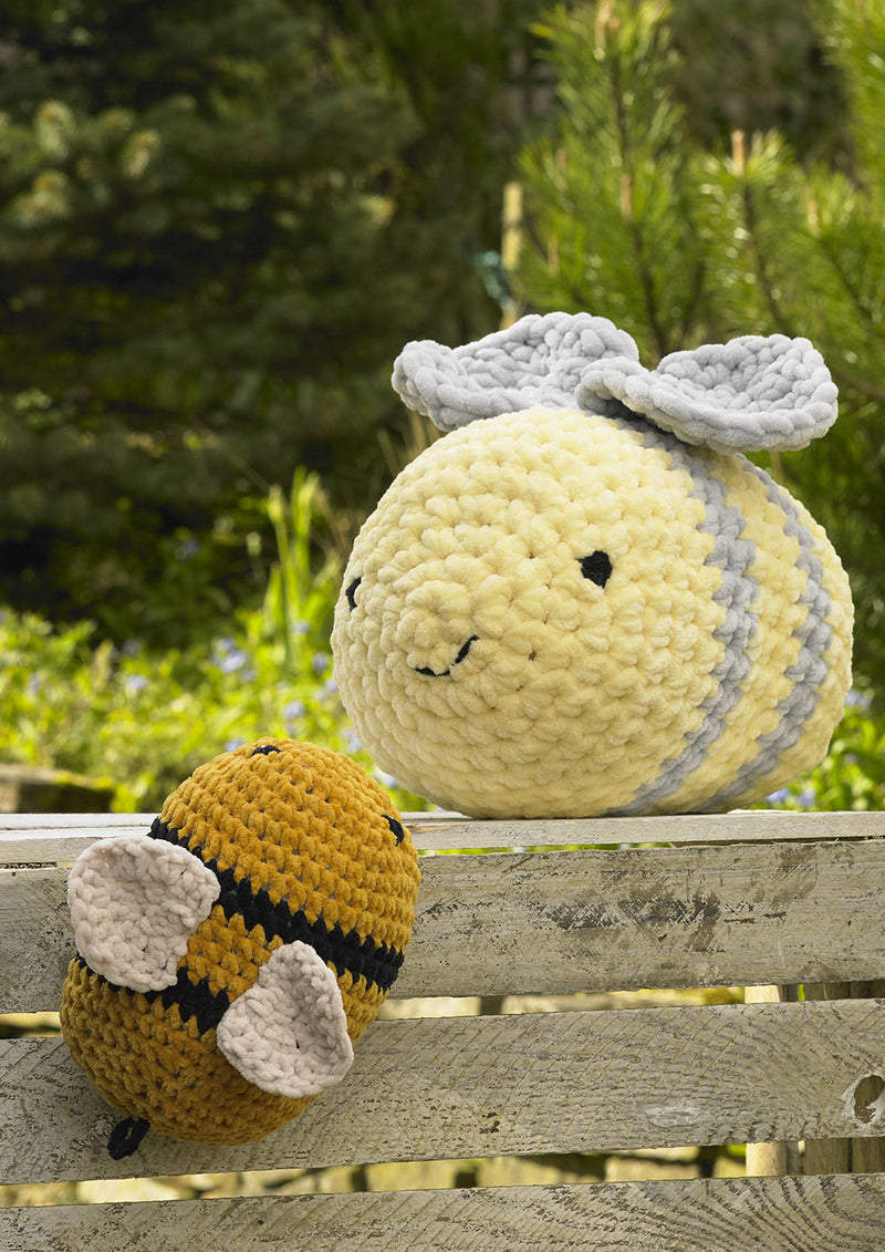 James C Brett JB936 Flutterby Chunky CROCHET pattern - Bonnie & Brucie Bumble Bees