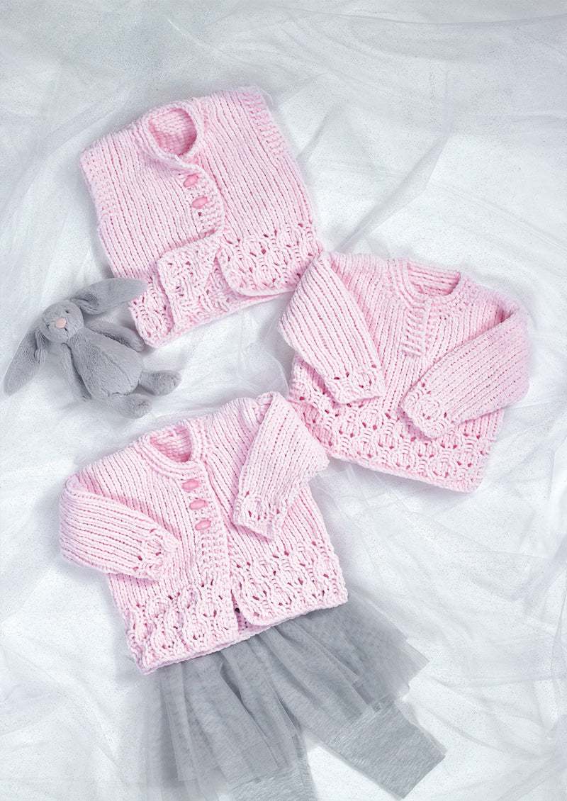 James C Brett JB946 Knitting Pattern - Baby Cardigan, Waistcoat & Sweater (14-22in)